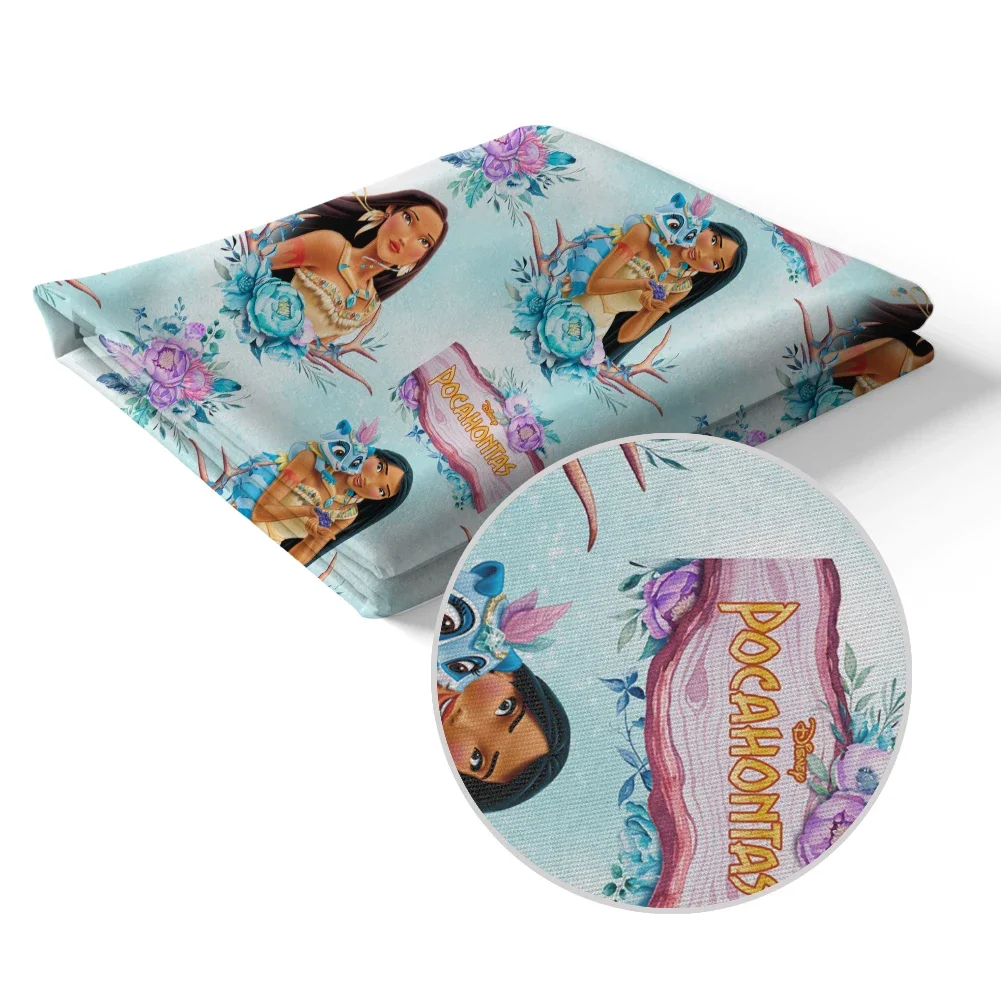 Disney Cartoon Princess Pocahontas Character Pattern Polyester Fabric\\Peach Skin Microfibe DIY Textile Sewing Cloth 50*145cm
