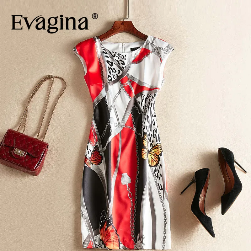 Evagina Sleeveless Butterfly Print  Mini dress 2024 Spring Summer New Women's High Street Pretty Slim Dresses