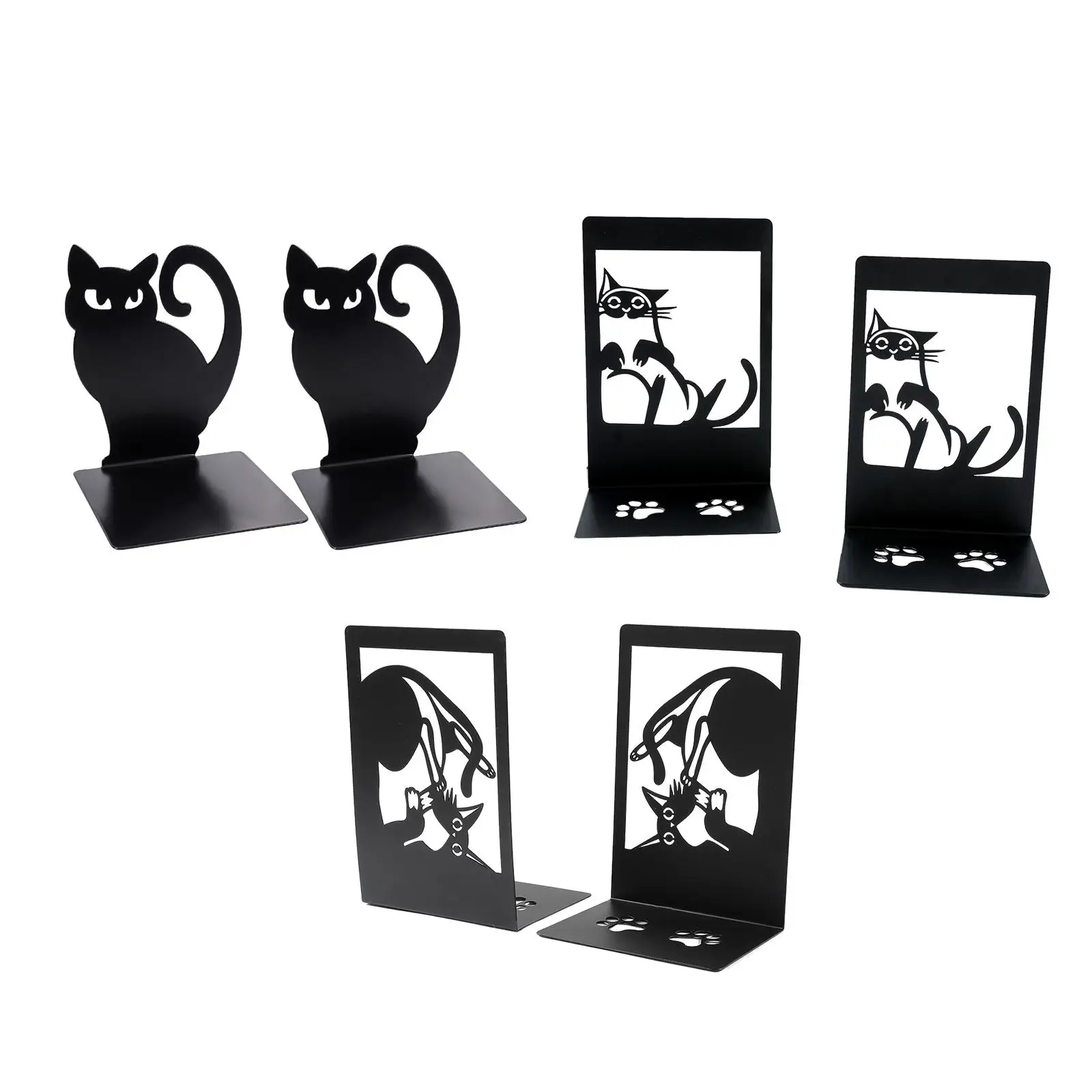 2 Pieces Cat Bookends Nonskid Decorative Bookends for Shelves Office Home