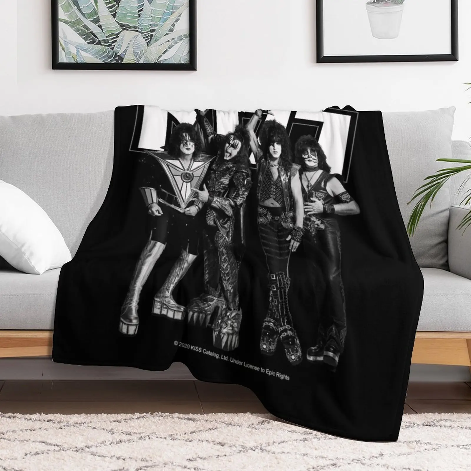 KISS? The Band – Cobertor completo preto e branco para sofá, sofá gigante fino, cobertores e mantas para bebês