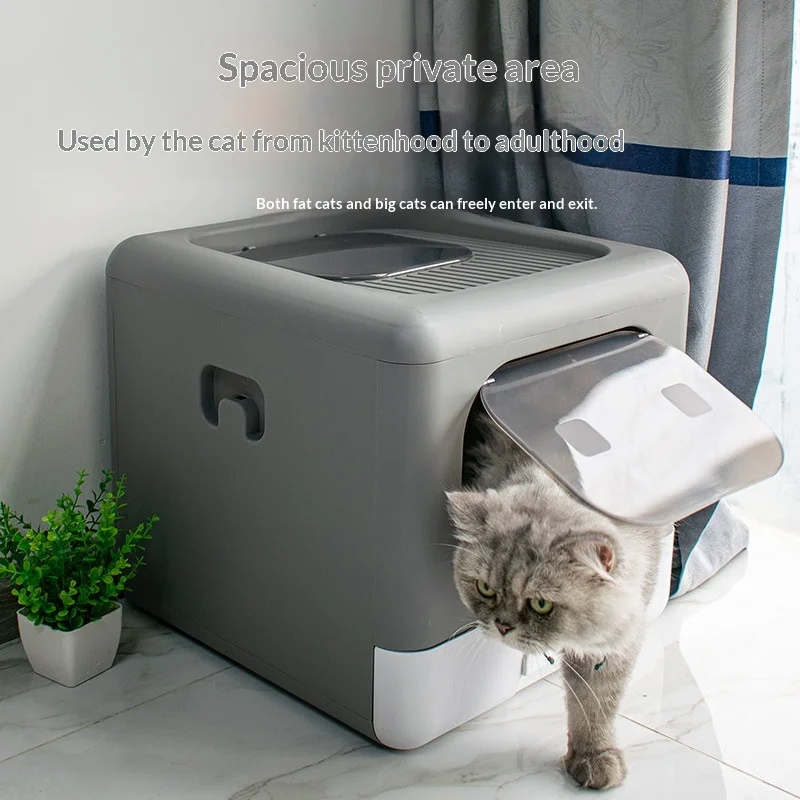 Caja de arena plegable para gatos cerrada con control de olores - imagen 2