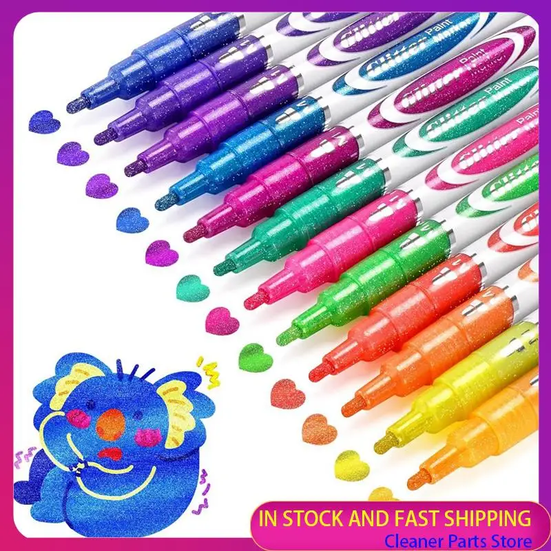 

ГОРЯЧАЯ ПРОДАЖА - набор блестящих маркеров, 12 акриловых блестящих маркеров, ручки для рисования - мерцающий маркер, набор тонких ручек на водной основе для DIY