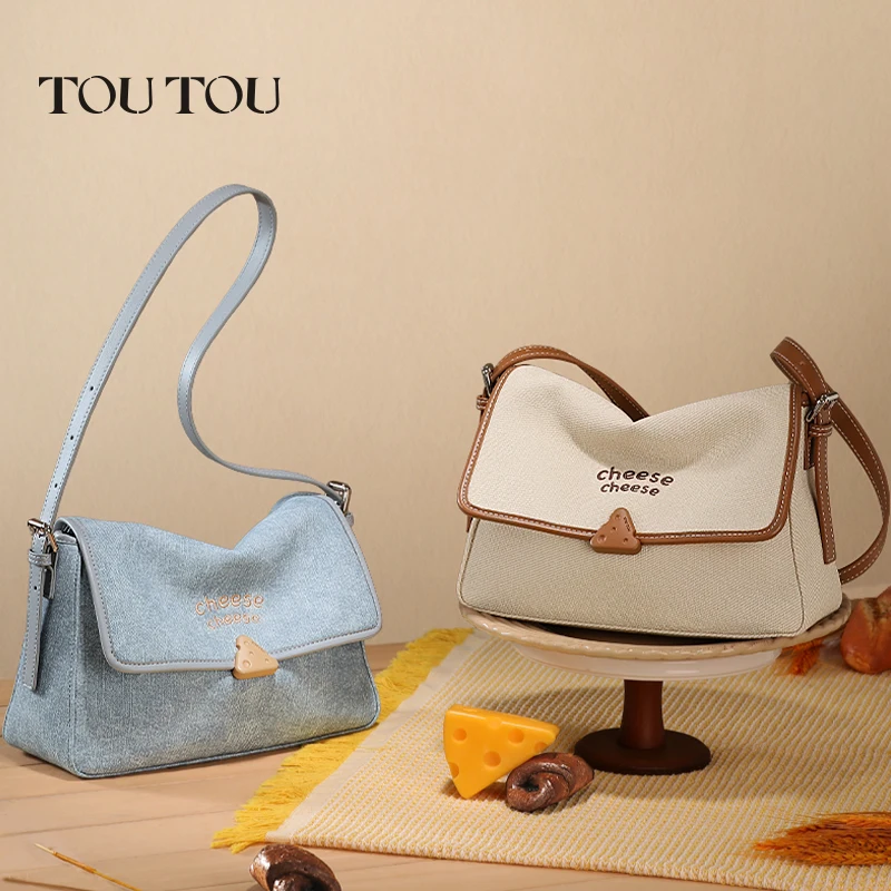 TOUTOU Cheese School Bag Sweet Girl Original Designer Brand Underarm One Shoulder Crossbody Bag Female Handbag Christian Gift