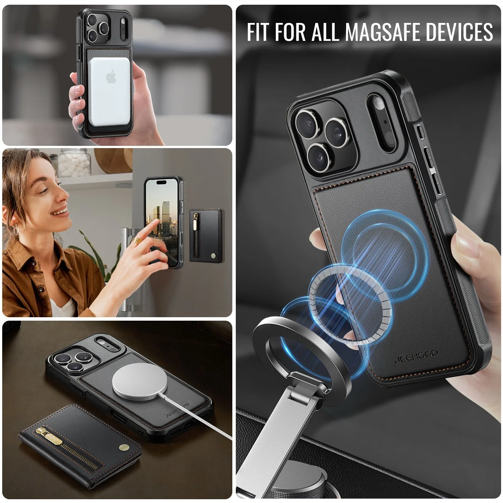 محفظة جلدية قابلة للفصل حافظة هاتف مغناطيسية لهاتف Magsafe لهاتف iPhone 17 Air 16 15 14 Plus 13 12 Pro Max غطاء فتحات جيب للبطاقات #6