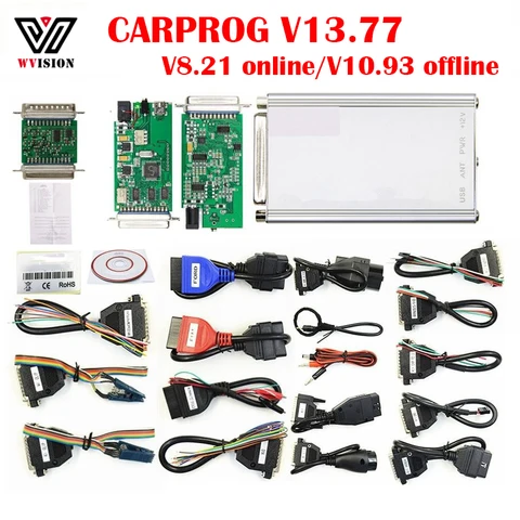 Новая версия V13.77 CARPROG V8.21 Онлайн-версия V10.93 Инструмент для ремонта автомобильного ЭБУ Автомобильный продукт Идеально добавить больше авторизации 21 адаптеров