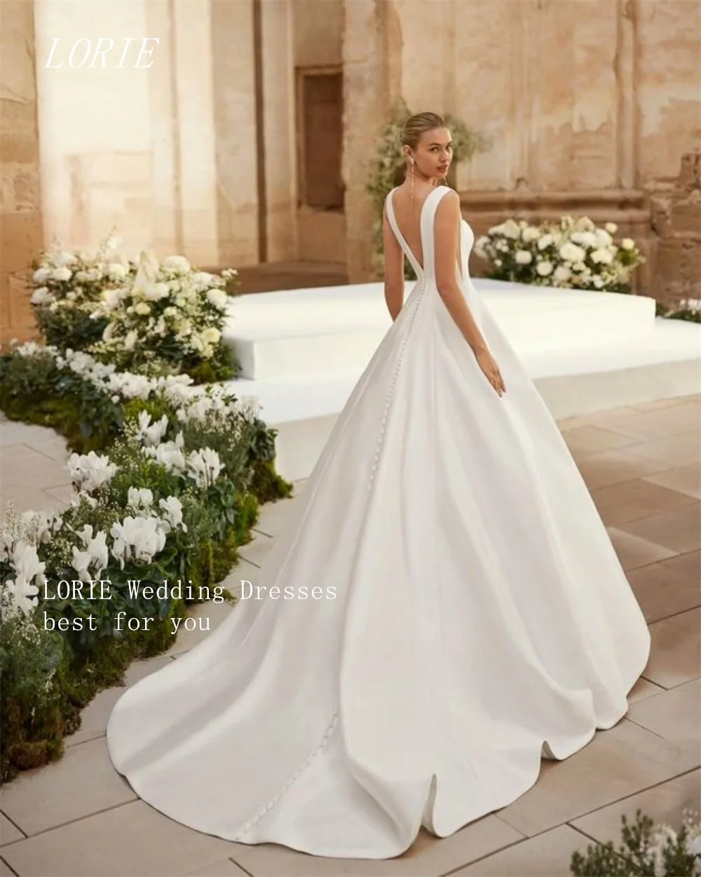 

LORIE Luxury A Line Wedding Dress Classical Square Collar Bridal Dresses Simple Temperament Wedding Gown Customized 2026