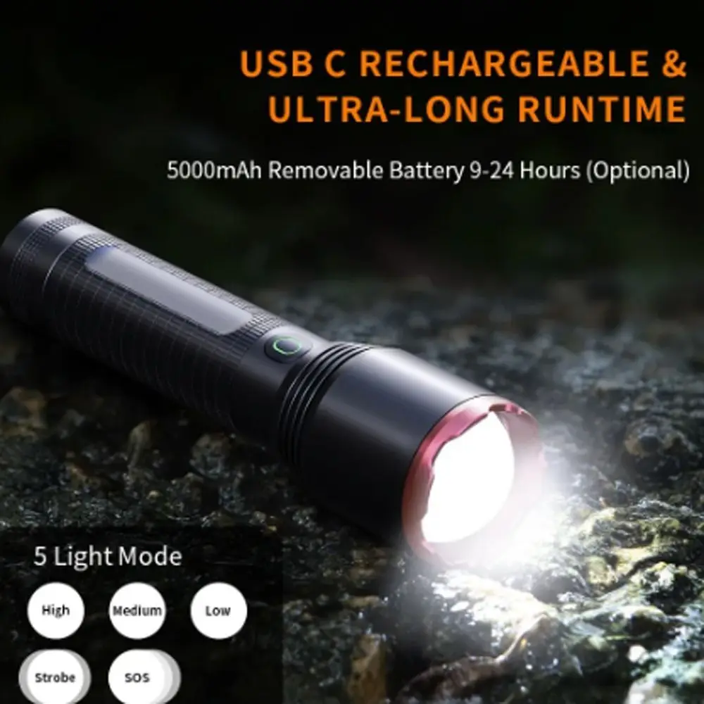 

Zoomable Flashlight Bright Portable LED Flashlight Heat Dissipation Wear Resistant Camping Flashlight Outdoor Exploration