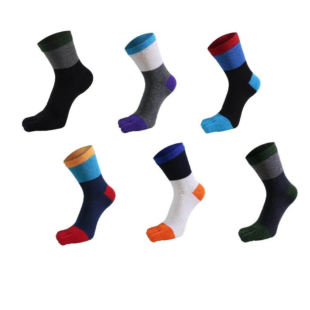 6 pairs/lot Cotton Five Finger Socks Mens Sports Breathable Toe Sox Shaping Anti Friction Men's Socks With Toes