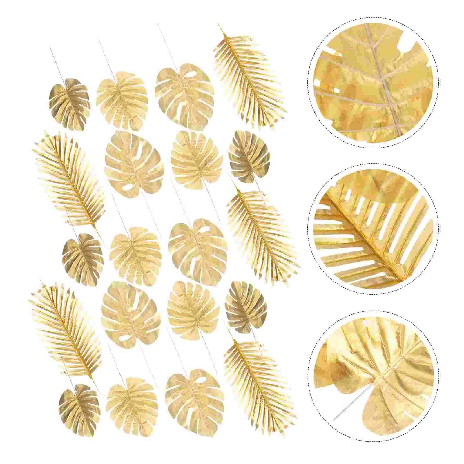 

20 Pcs Golden Monstera Leaf Artificial Tropical Palm Leaves Flowers Garland for Decoration Party Supplies Wedding