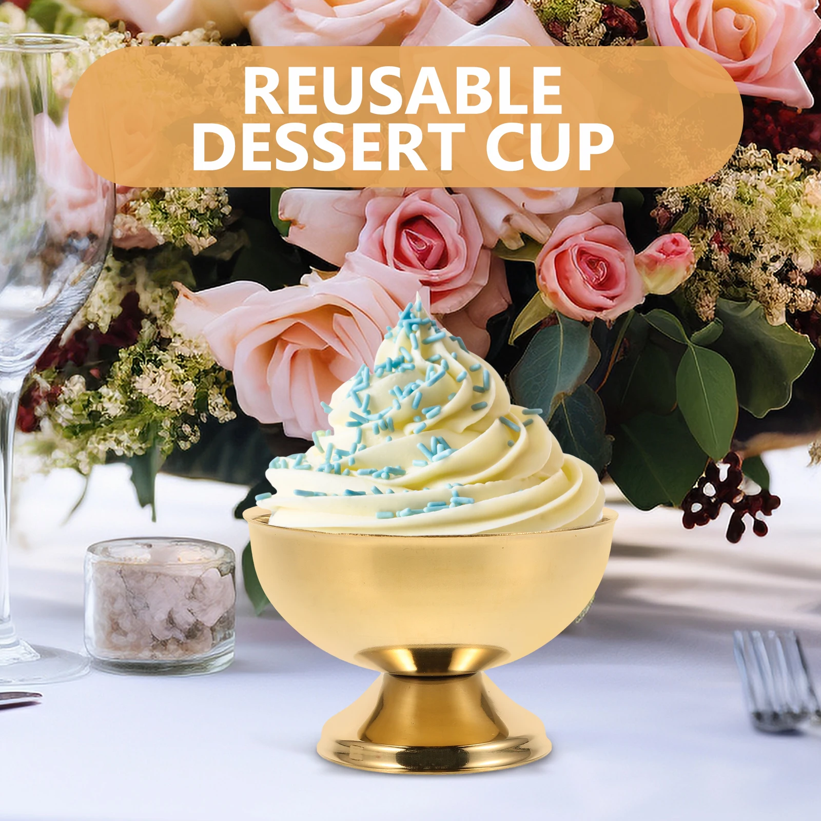 

Creative Ice Cream Cup Stainless Steel Salad Bowls Pudding Sauce Dessert Glass Kitchen Decor metal pudding cups ice cream bowls
