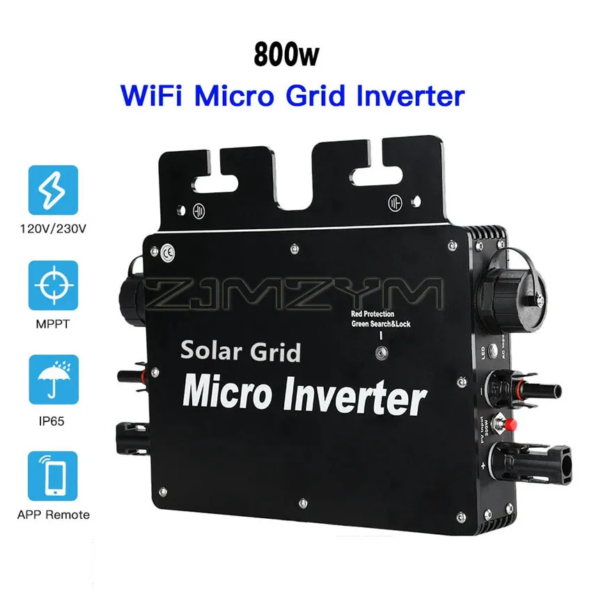 800W PV Solar Micro Inverter DC a AC Output 110V 220V Micro Solar Grid Tie Inverter IP65 con WIFI