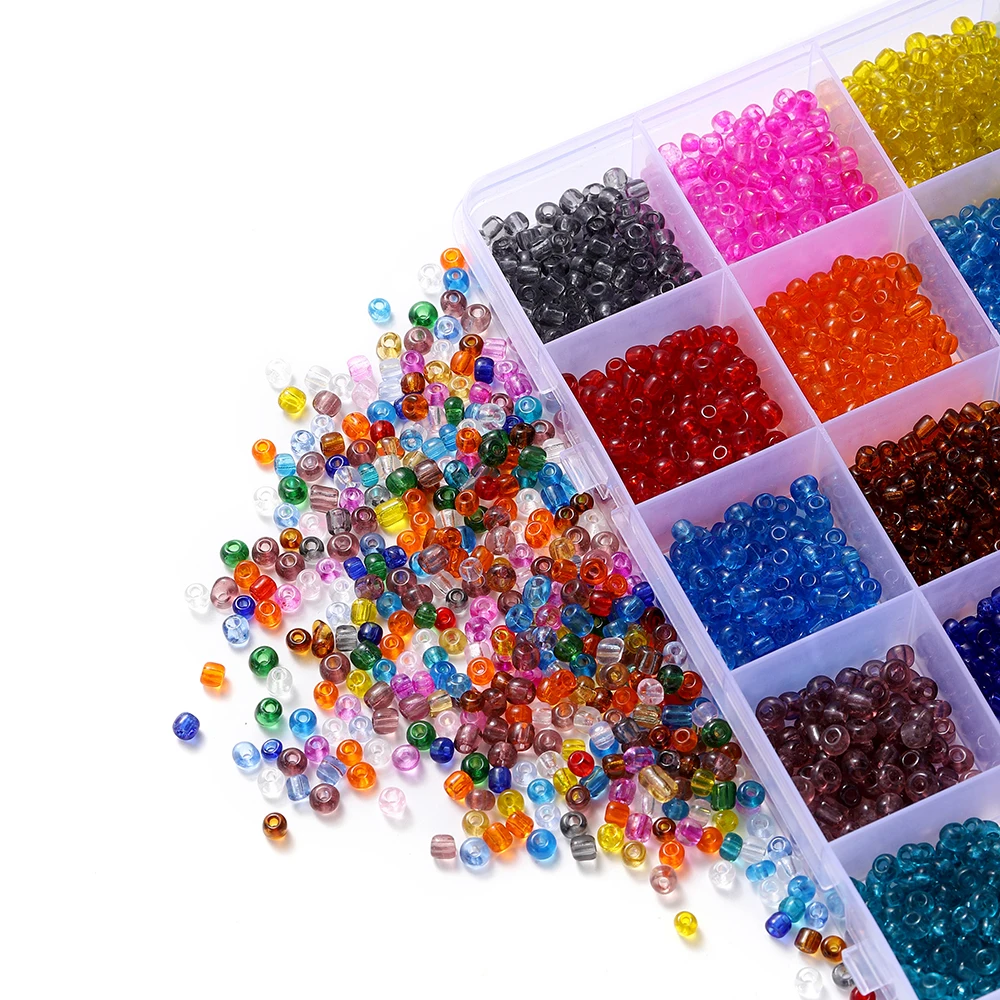 300Pcs/Lot 4mm Transparent Glass Round Loose Spacer Seed Beads For Jewelry Making Handmade DIY Bracelet Necklace Accessories