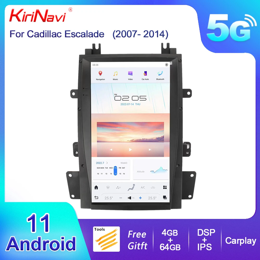 

Kirinavi 13.6 inch Vertical Screen Android 11 Car Radio For Cadillac Escalade 2007-2014 Auto GPS Navigation DVD Player Autoradio