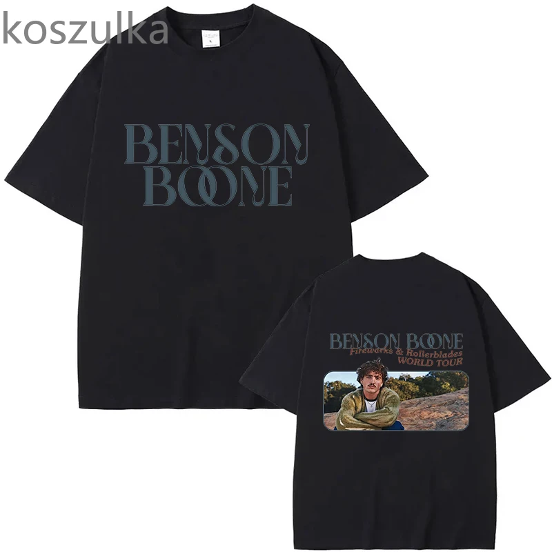 Benson Boone Fireworks Rollerblades Album T-shirt 2024 Tour Crewneck Streetwear Women Men Fashion Fans Tees Short Sleeve Clothes