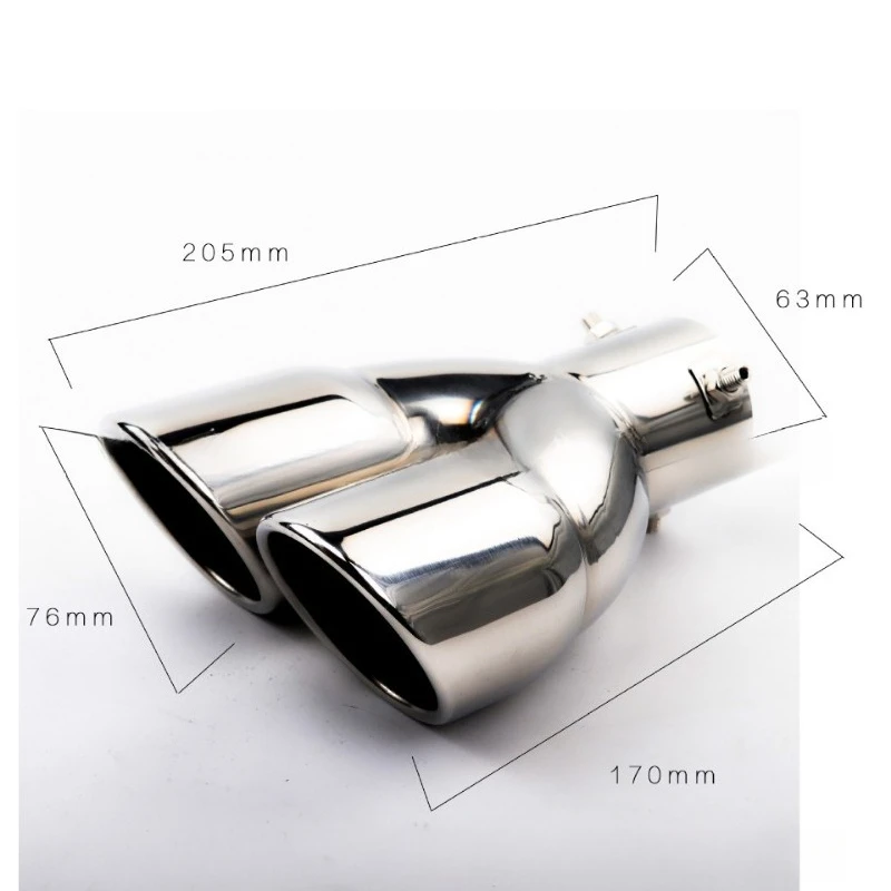 Car tail throat thickened stainless steel universal baked  oblique double-row car exhaust pipe modification