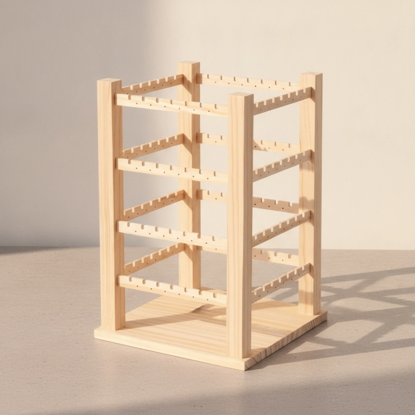 Wooden Earring Storage Rack Long-Lasting Rotating Jewelry Rack with Slotted Rails Rotating Jewelry Display Stand Countertop