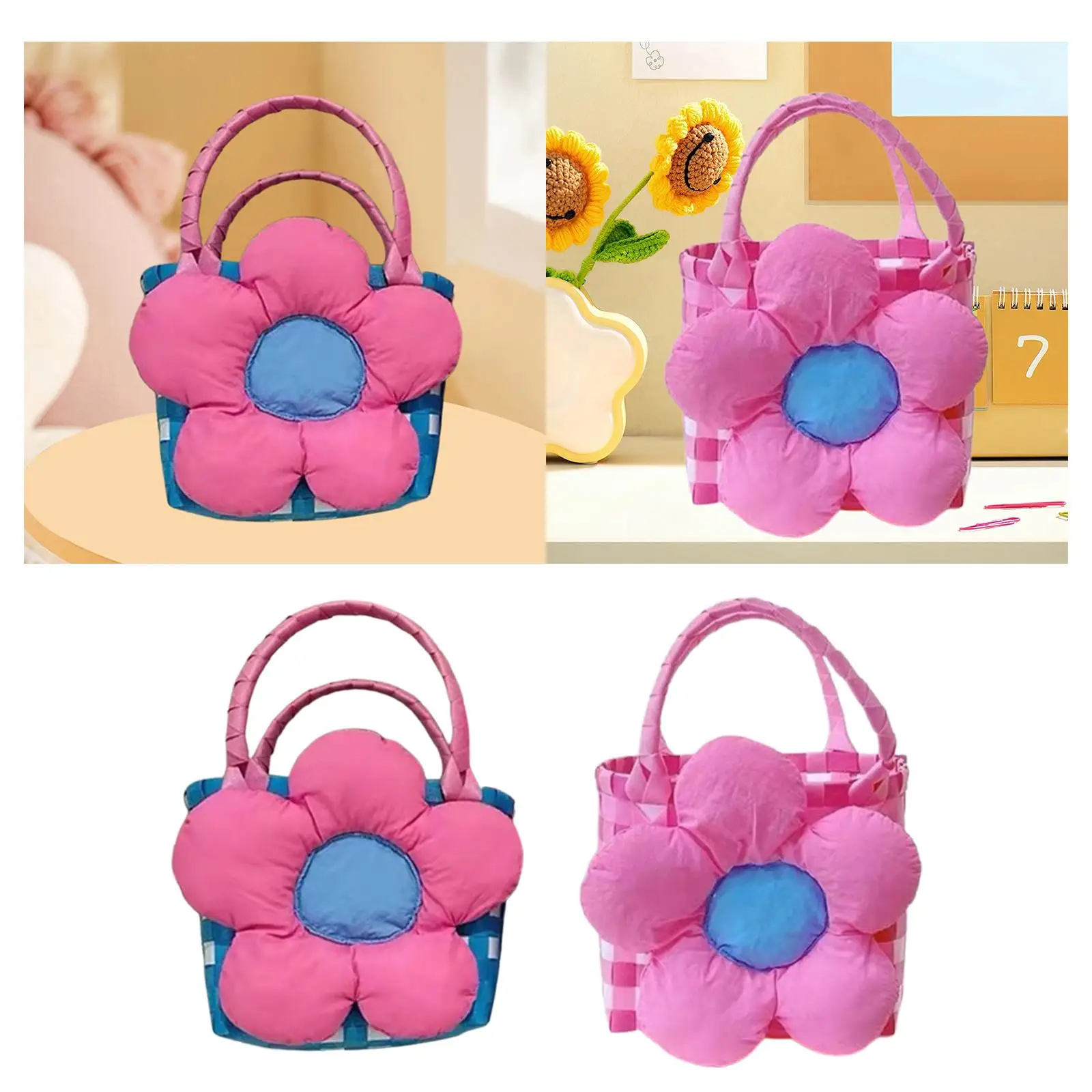 

Floral Woven Bag Handbag Rural Small Basket for Party Banquet Birthday