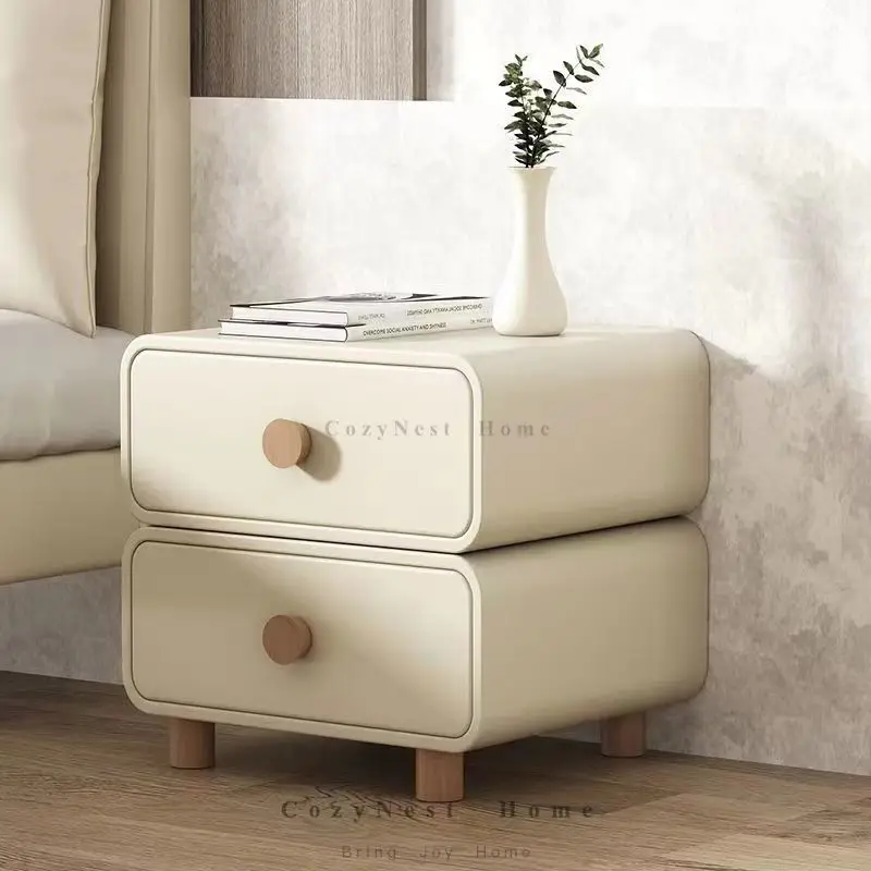 Bedside table Small bedroom Light luxury solid wood bedside cabinet Household cream wind locker