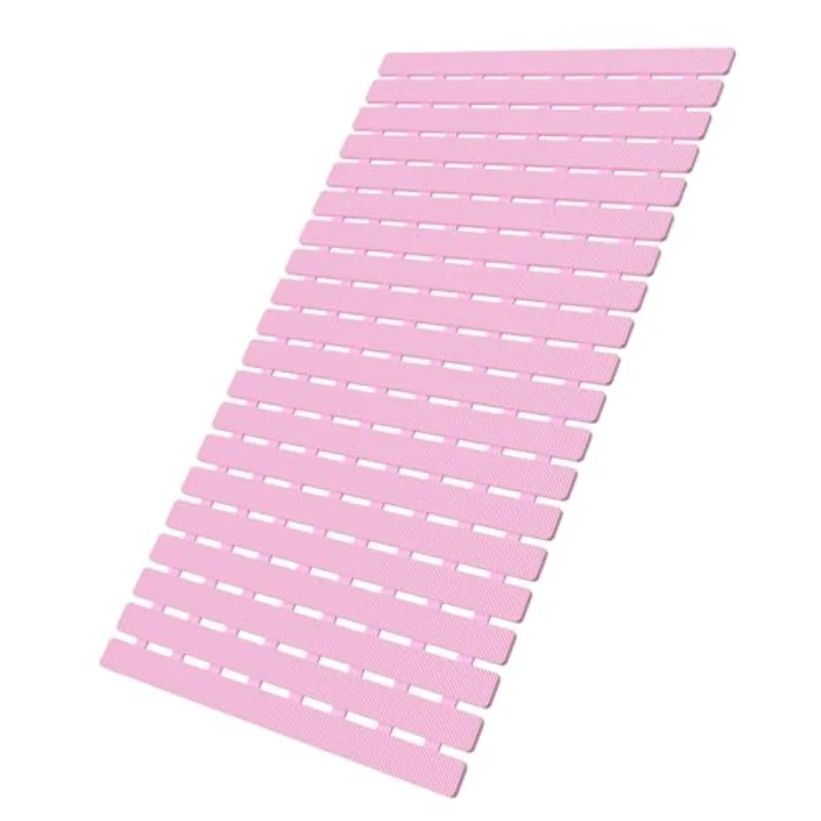 

Pink Non-Slip Bath Tub Shower Mat for Bathroom Shower Floor with Drain Hole and Large Suction Cups 27.5 x 15.7 Inch