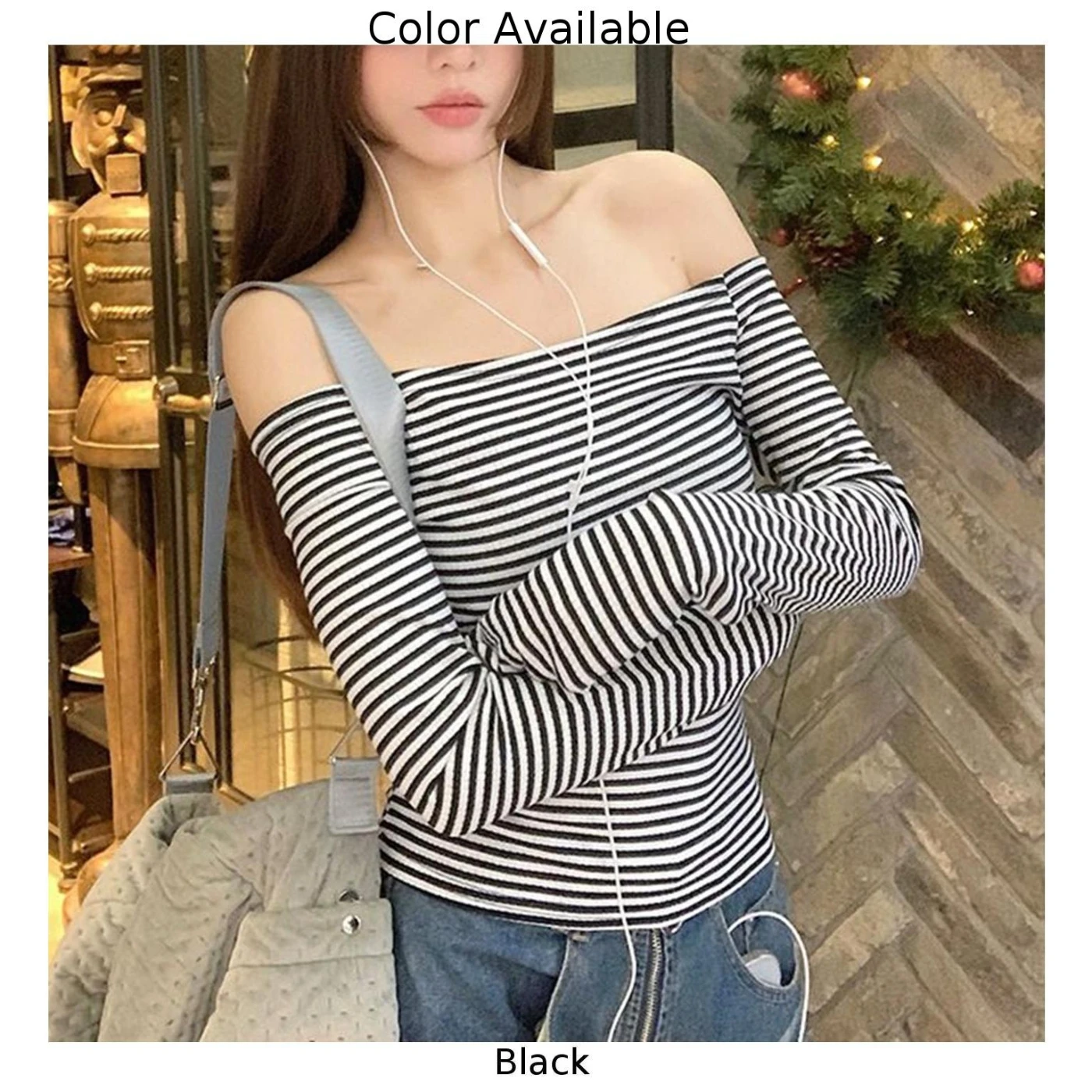 캐주얼웨어 흑백 줄무늬 셔츠 캐주얼 나들이 일반 길이 티셔츠 봄 여름 가을 탑 휴가 의류