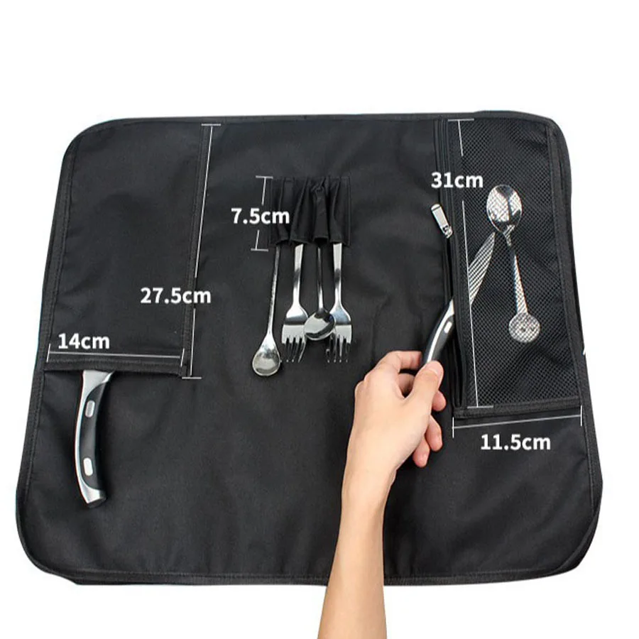 Portable Chef Knife Bag Oxford Durable Professional Kitchen Cleaver Japanese Storage Pocket Carrying Roll Bag Outdoor Organizer