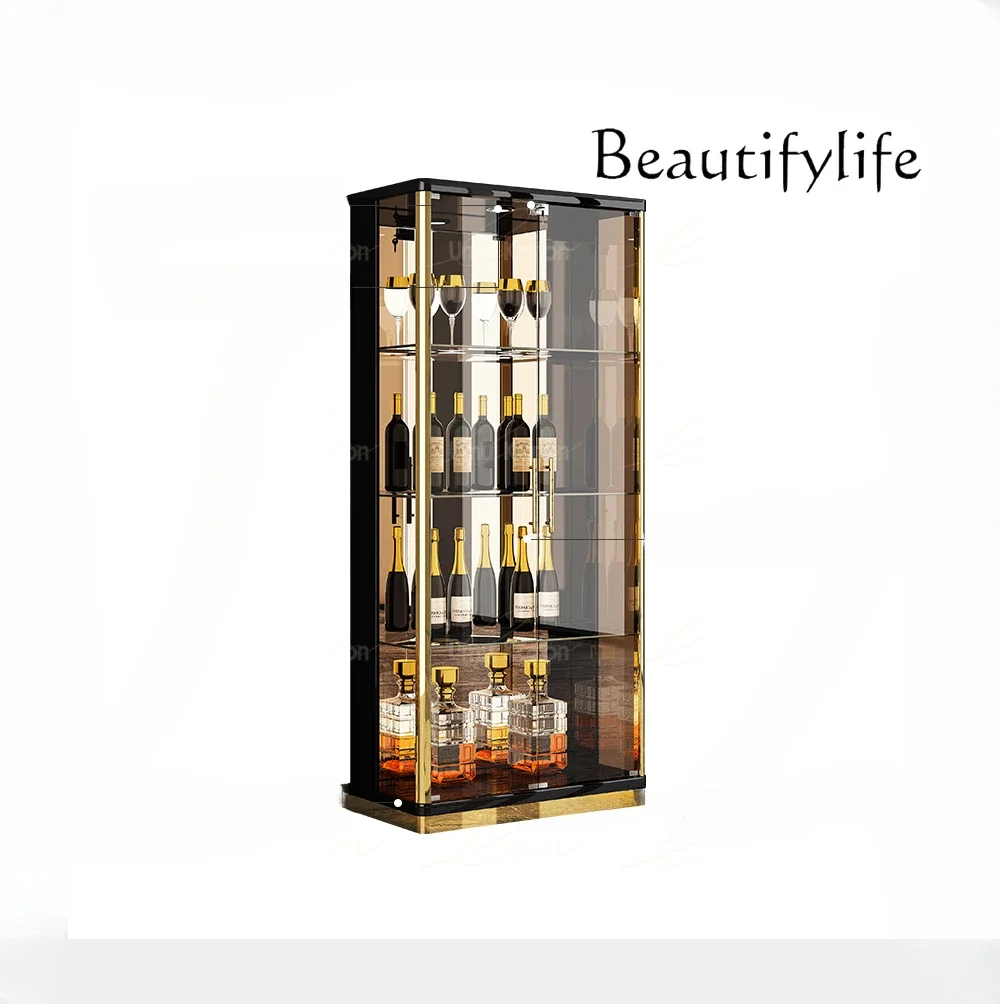 

Wine Cabinet Locker Home Standing Cabinet Living Room Wall Light Luxury High-End Display Cabinet Made of Glass