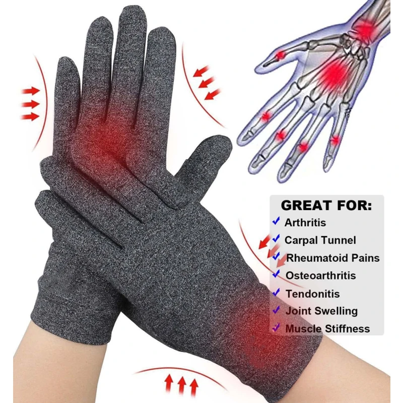 New 2/1Pair Compression Arthritis Gloves Premium Arthritic Joint Pain Relief Hand Gloves Therapy Full Fingers Compression Gloves