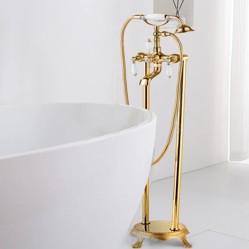 الذهب الهاتف نمط صنبور حوض استحمام النحاس الطابق الدائمة خلاط حوض الاستحمام الكروم حوض استحمام صنبور خلاط حوض الاستحمام حوض صنبور المياه