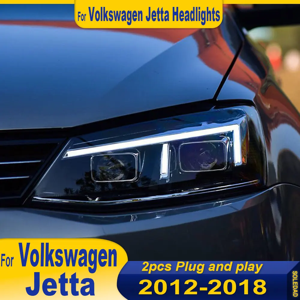 Car Headlight For Volkswagen JETTA Sagitar 2012-2018 Full LED Head Lamp DRL Car  Head Lamp Front light Assembly Plug and play