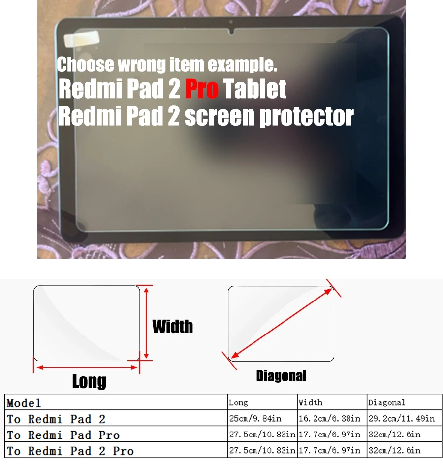 Displayschutzfolie aus gehärtetem Glas für Xiaomi Redmi Pad 2 Pro 12.1 HD-Folie – Detail 1