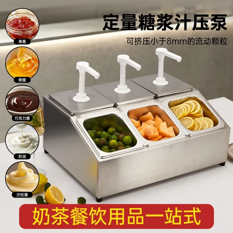 Stainless Steel Condiment Dispenser Pump for Restaurant Self Service Sauce Jar Holder Kitchen Seasoning Storage Rack Syrup