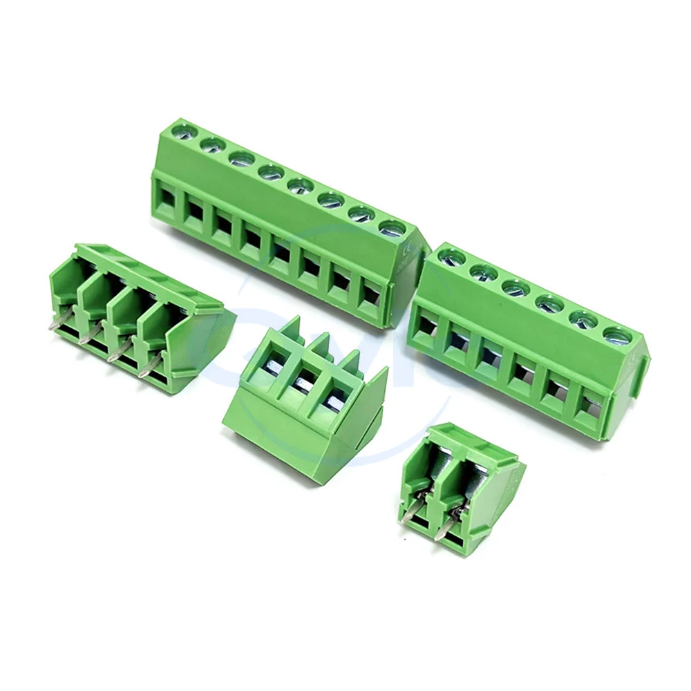 (1 pcs) DG KF 103 - 5.0MM Screw-Type PCB Terminal Block 103 - 5.0 Copper Solder Tabs Iron Square Clamp Angled Terminal 2~12P