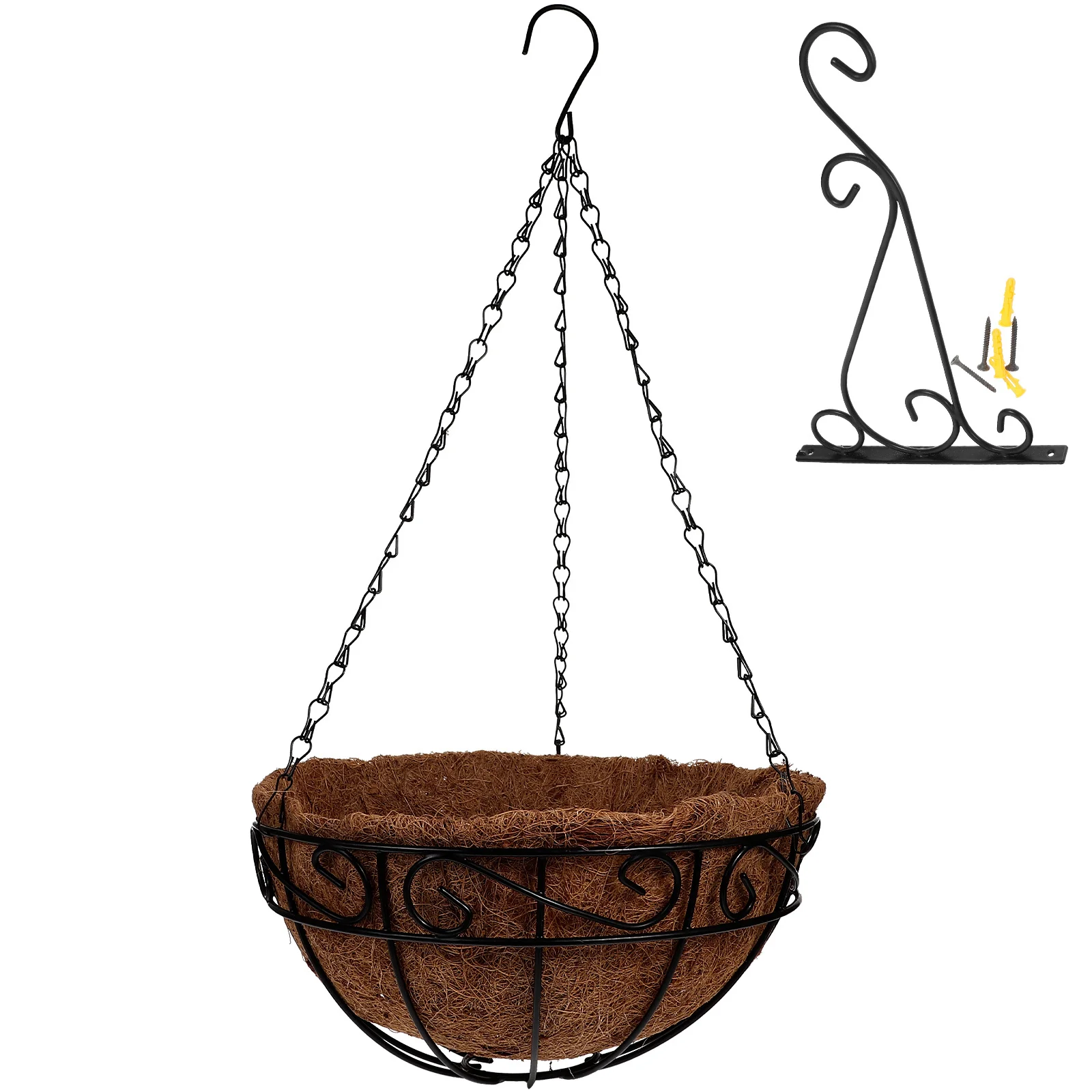 

Metal Hanging Planter Basket 16 Inch Large Iron Flower Pot With Liner For Outdoor Indoor Plants Garden Decor
