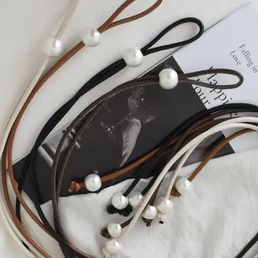 เชือกเอวบางสําหรับผู้หญิงแฟชั่นตกแต่งฤดูร้อนเอวซับกับกระโปรงกระชับสัดส่วนเข็มขัดเอวสายรัด