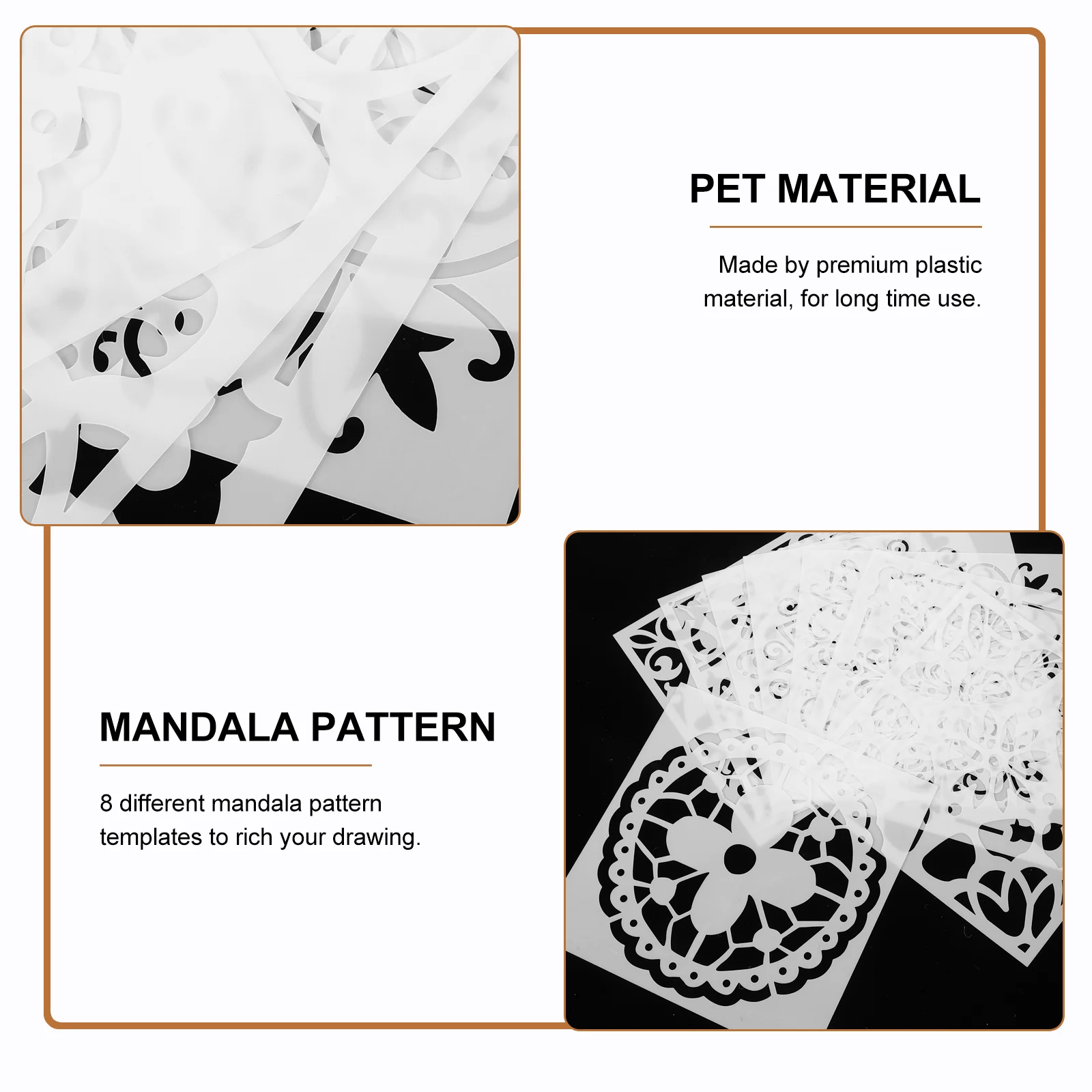 8pcs Premium Reusable Stencils Set Hollow out Mandala Painting Stencil Floor Wall Tile Fabric Wood Stencils