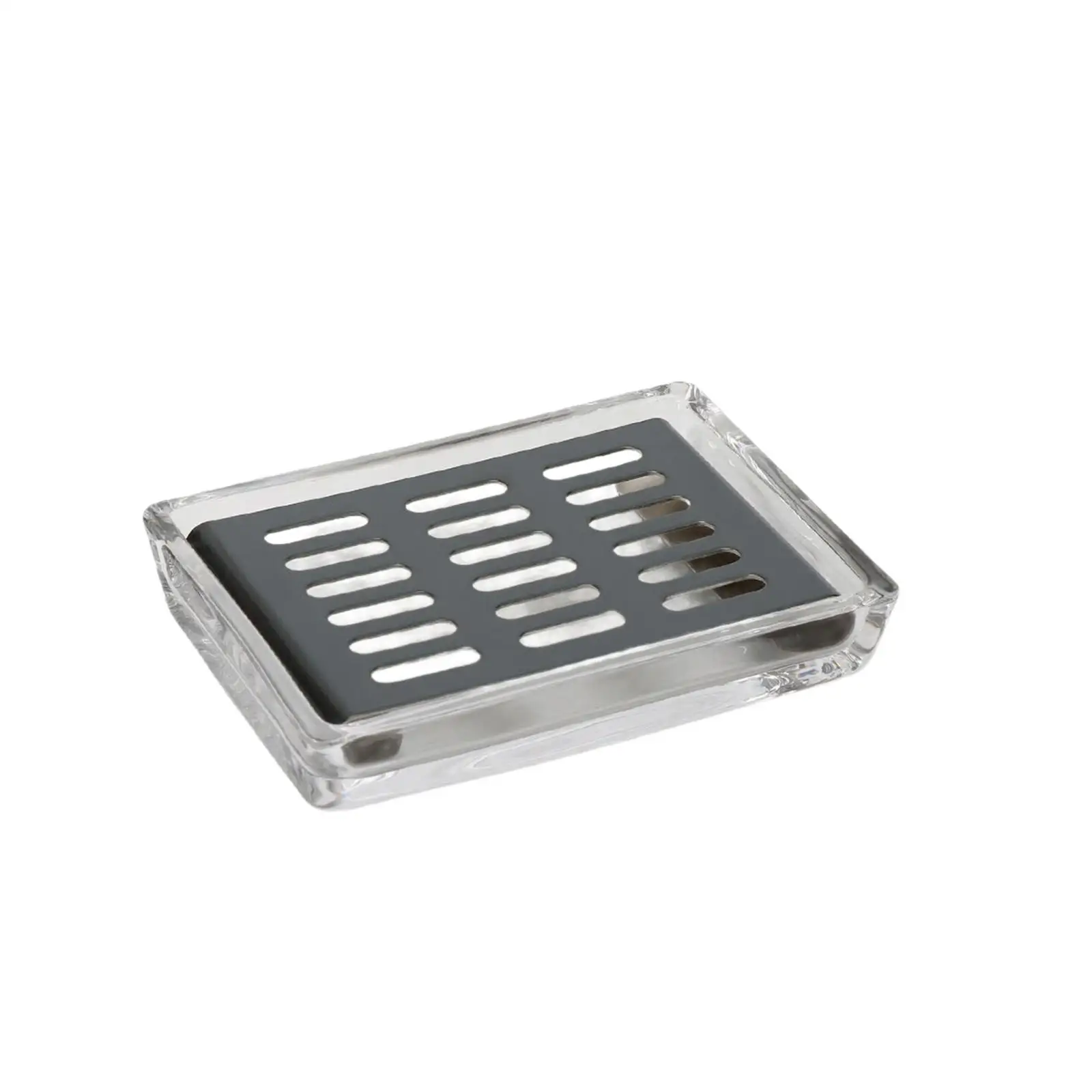 Stainless Steel Glass Soap Dish with Drain Tray for Bathroom Countertop Vanity Sink Tidy Holder