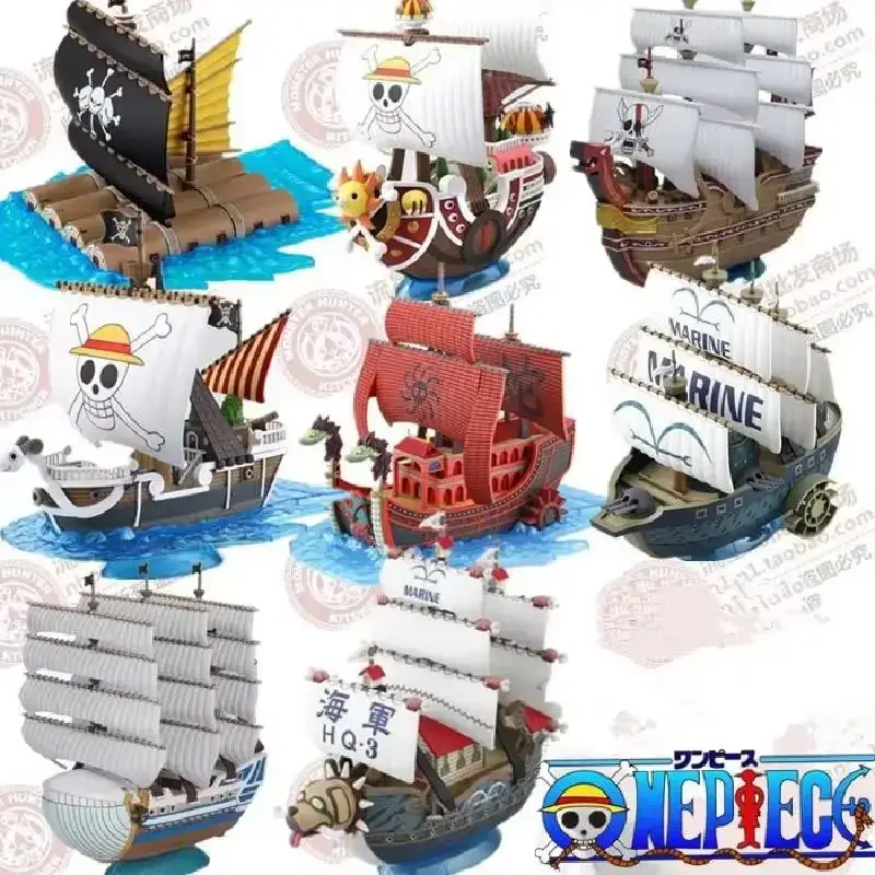 

One Piece Pirate Ships Model Thousand Sunny Merry Whitebeard Shanks Assembly Figure Collection Decor Toys Boys Birthday Gift
