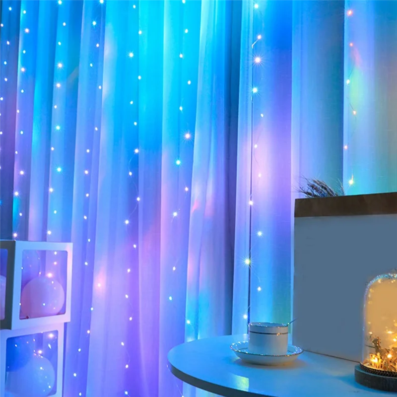 ABYP 3X3meter USB LED Curtains Festoon 16 Colors LED Lights Garlands For Christmas Lights Ramadan String Lights Party Decor, Dur
