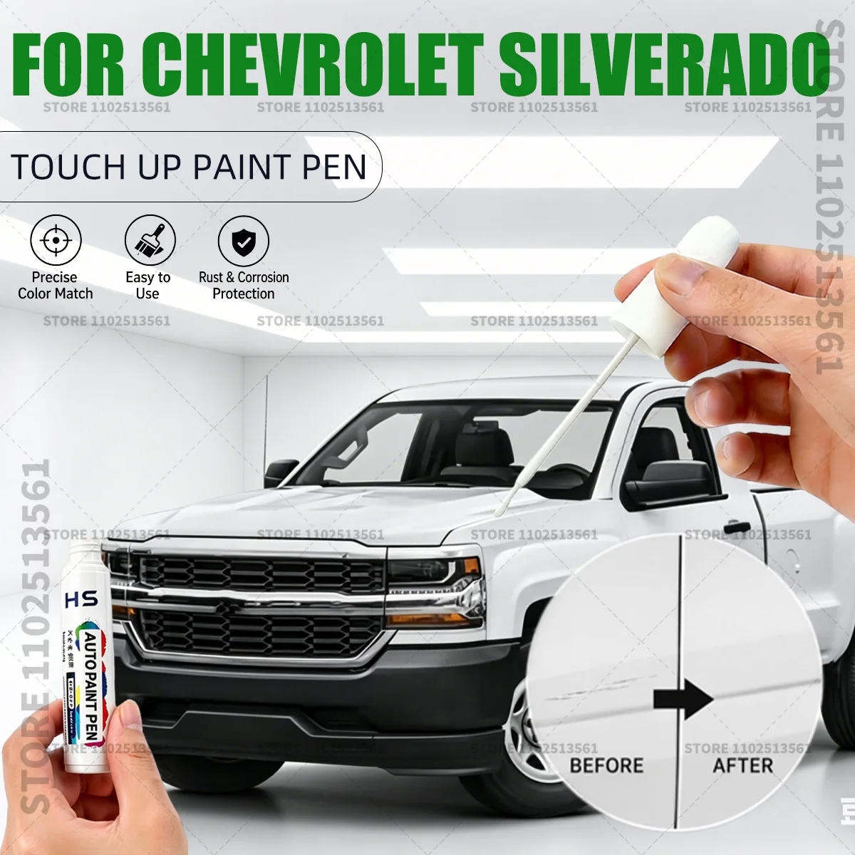 Stylo de réparation de peinture pour Chevrolet Silverado, restaure la finition de peinture d'origine d'usine, blanc, gris ardoise, bleu glacier, noir