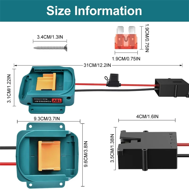 

Для Makita 18 В BL1860B, BL1830B, BL1840B, BL1820B адаптер питания литий-ионного аккумулятора с разъемом жгута проводов и держателем предохранителя