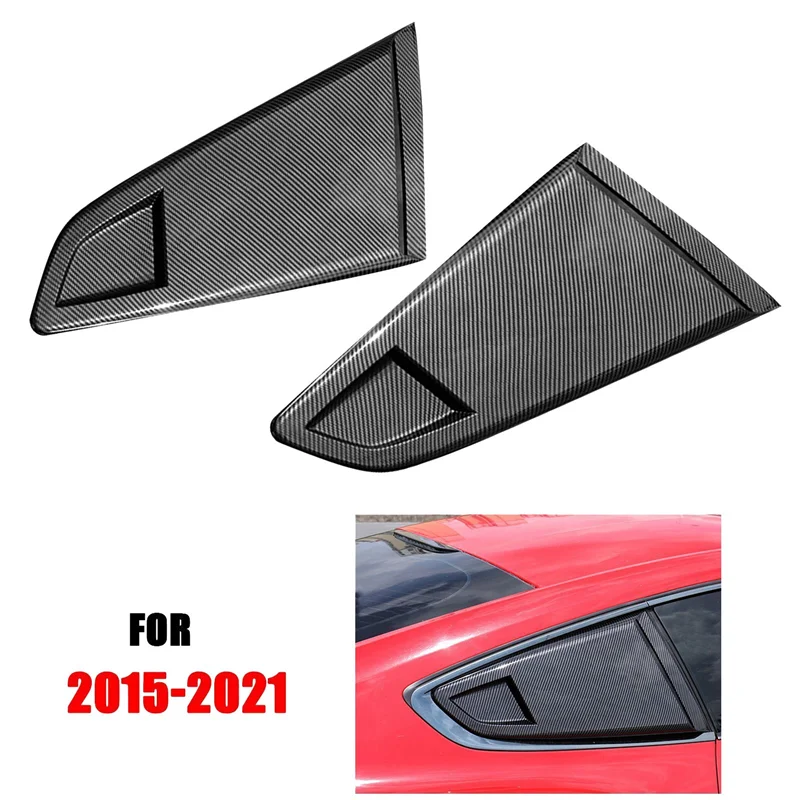 

Leading-Carbon Fiber Look 1/4 Rear Side Vent Quarter Window Louver Shutter Cover Trim Replacement For 2015-2022 Ford Mustang