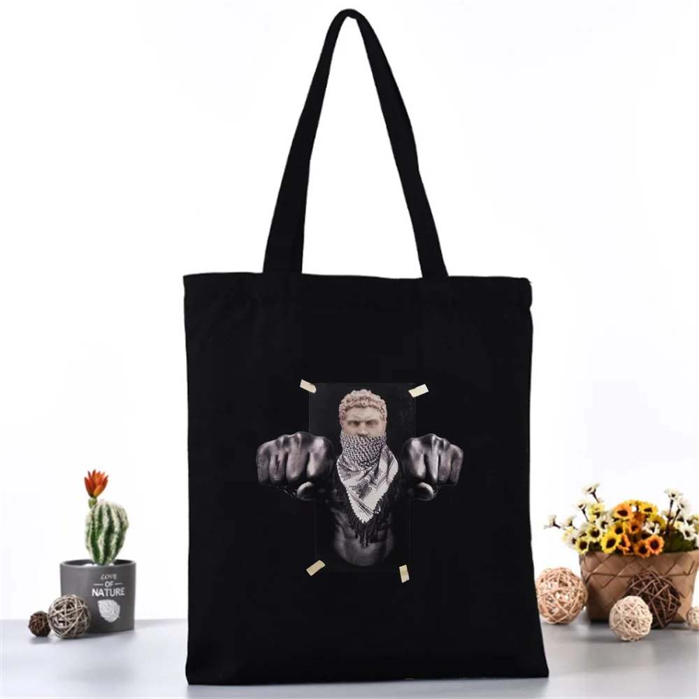 Women Canvas Shoulder Bag Reusable Shopping Bags Ladies Sculpture Series Handbags Casual Tote Grocery Storage Bag for Girls