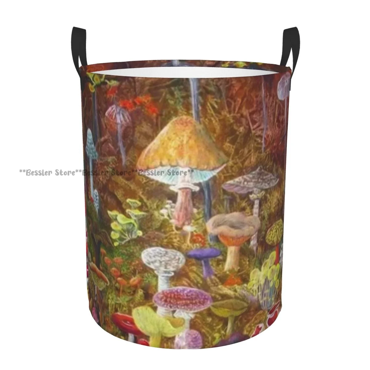 Laundry Basket Psychedelic Forest Round Storage Bin Collapsible Hamper Clothes Bucket Organizer