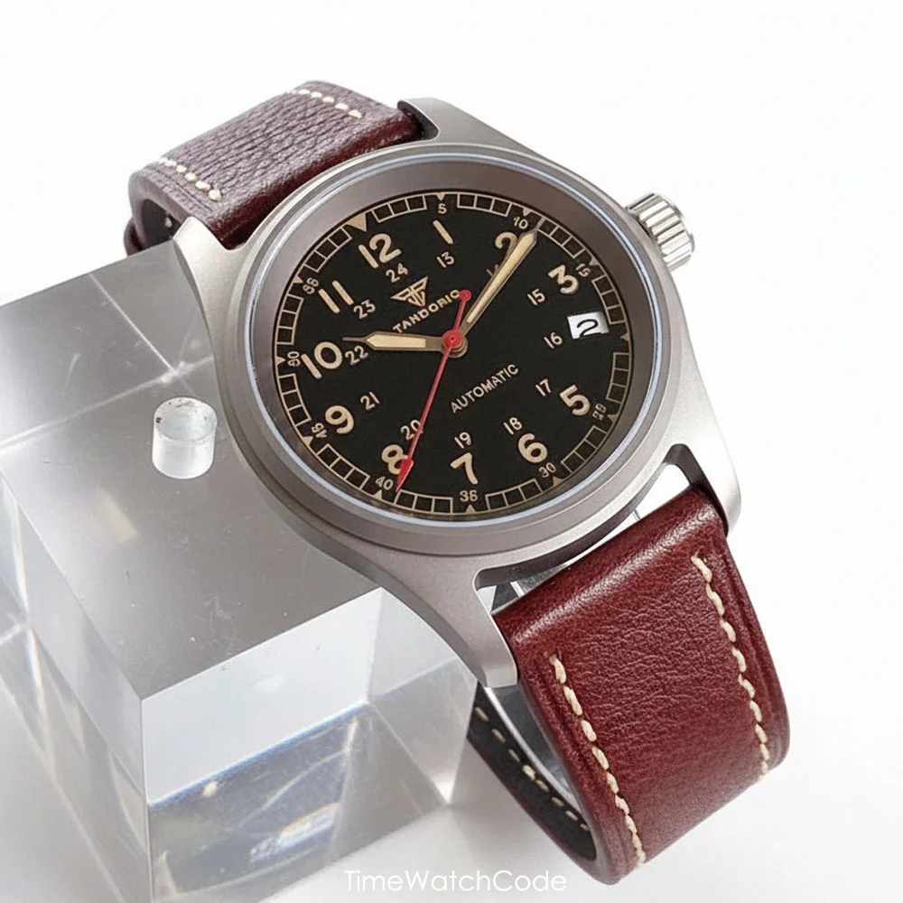 Relógio personalizado titânio nh35a relógio automático para homens relógios piloto 36mm 200m à prova dwaterproof água safira cristal data personalizar