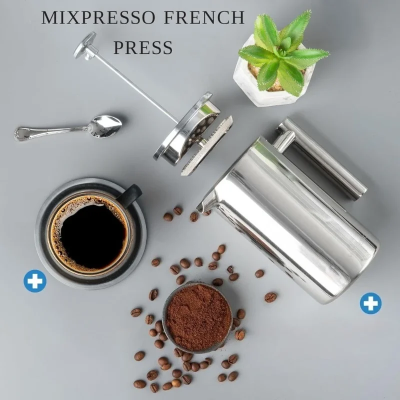 

350ml Stainless Steel French Press Coffee Maker Double Wall Insulated French Press Easy Clean Easy Press Durable Metal