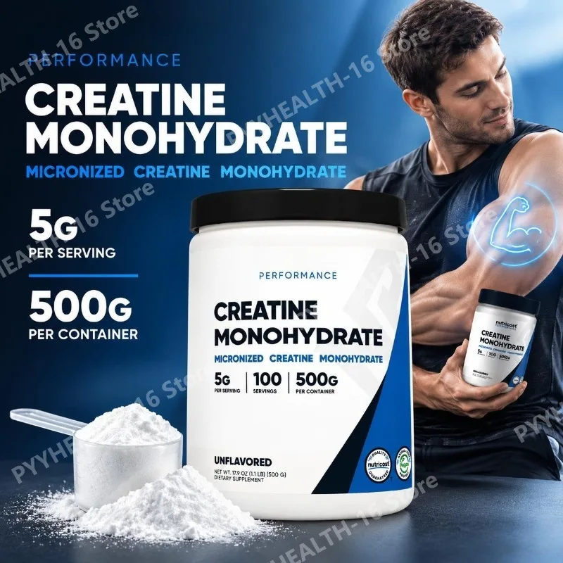 Creatine Monohydrate Powder 500g,Micronized Creatine Supplement,5g Per Serving,100 Servings,Unflavored Fitness Nutrition Support
