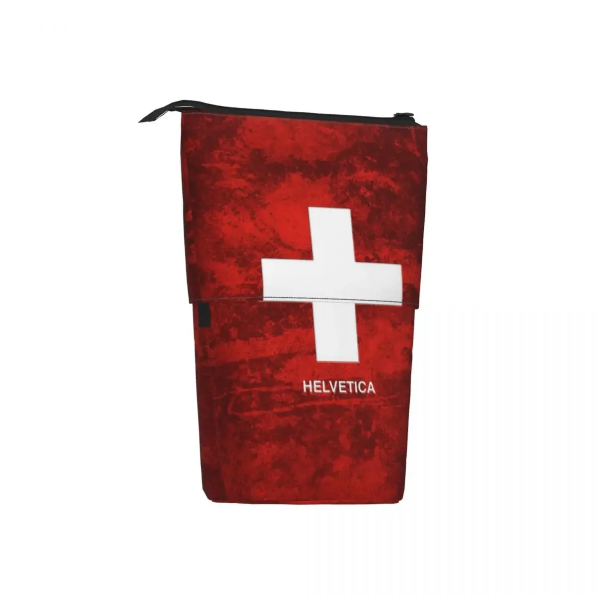 Swiss Switzerland Flag Reversible Pencil Case Pen Holder Storage  Big Capacity Pen Box Pencil Bag for Students Gifts