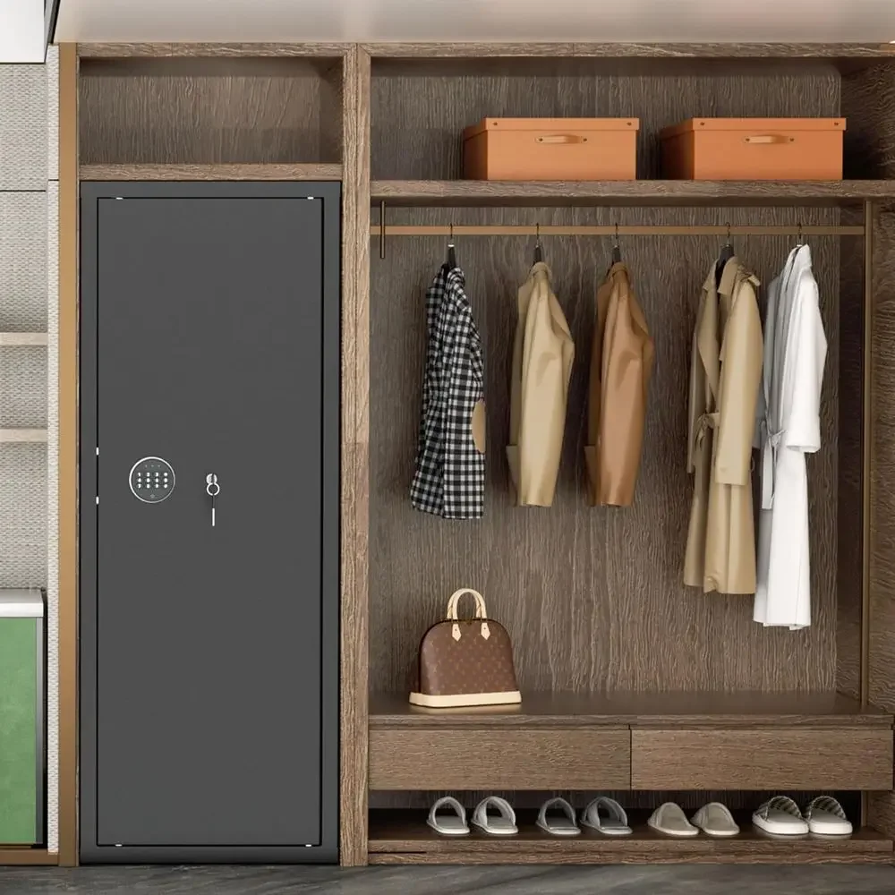 Firearms Storage Cabinet with 3 Removable Racks and 4 Pistol Compartments for Home Security