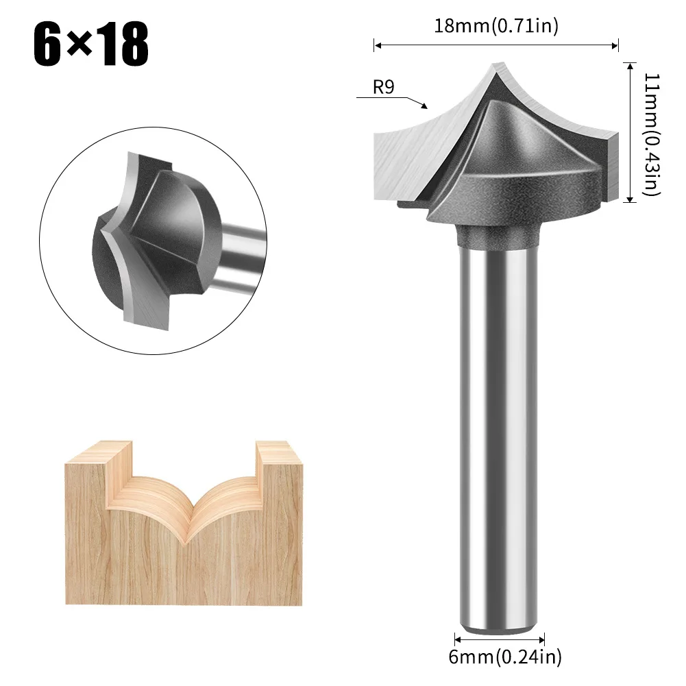 

1pc Milling Cutter 6mm Carving Woodworking Fancy Milling Cutter CNC Engraving Machine Door Panel Engraving Knife Arc Knife