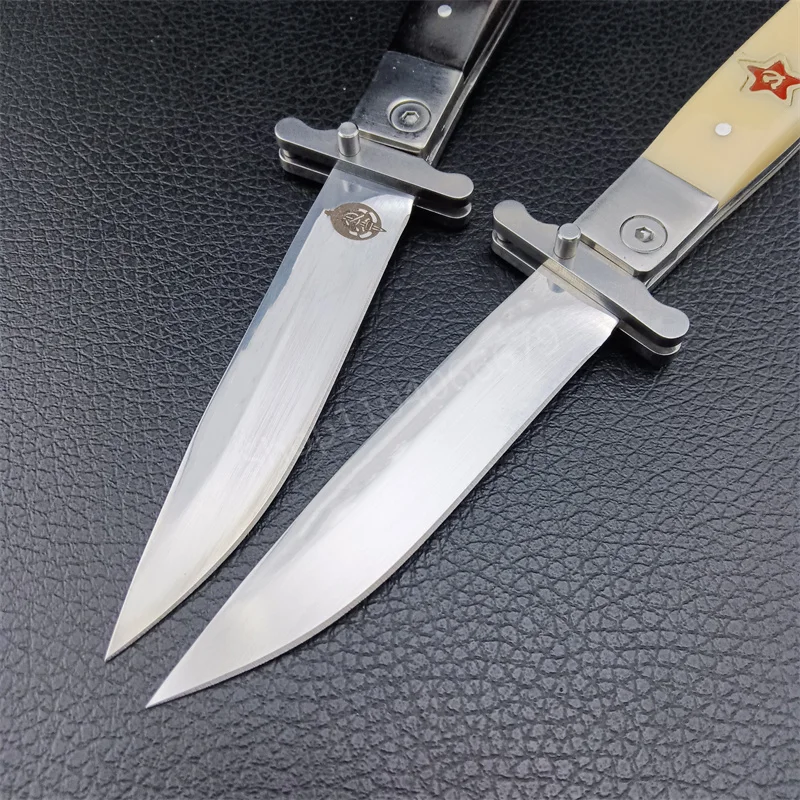 Tactical Russian Finka NKVD (KGB) EDC Folding Knife 440C Mirror Finish Blade Resin Handle Outdoor Manual Tactics Pocket Knives